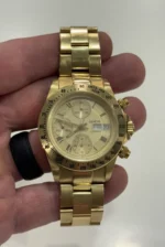 Montre homme chronographe automatique Genève 18 carats avec date et bracelet 18 carats - 137 grammes - Image 10