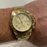 Montre homme chronographe automatique Genève 18 carats avec date et bracelet 18 carats - 137 grammes