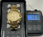 Montre homme chronographe automatique Genève 18 carats avec date et bracelet 18 carats - 137 grammes - Image 2