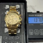 Montre homme chronographe automatique Genève 18 carats avec date et bracelet 18 carats - 137 grammes