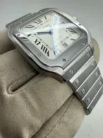 Montre automatique Cartier Santos 2018, cadran blanc, 39,8 mm, acier, WSSA0009 B+P - Image 11