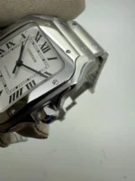 Montre automatique Cartier Santos 2018, cadran blanc, 39,8 mm, acier, WSSA0009 B+P - Image 8