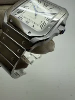 Montre automatique Cartier Santos 2018, cadran blanc, 39,8 mm, acier, WSSA0009 B+P - Image 7