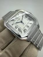Montre automatique Cartier Santos 2018, cadran blanc, 39,8 mm, acier, WSSA0009 B+P - Image 5