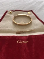 Bracelet Cartier authentique en or rose 18 carats et 4 diamants, taille 17 - Image 9