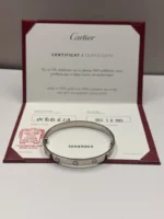 Bracelet Cartier LOVE en or blanc 18 carats, taille 17, coffret complet et certificat - Image 5