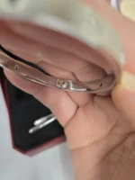 Bracelet Cartier Love Modèle Classique 4 Diamants Or Blanc Taille 17 - Image 7