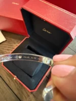 Manchette Cartier Love, or blanc 18 carats avec diamant, taille 17 - Image 5