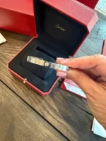 Manchette Cartier Love, or blanc 18 carats avec diamant, taille 17 - Image 4