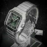Montre Cartier Santos Medium en acier inoxydable avec cadran vert, 41,9 x 35,1 mm, WSSA0061, ensemble complet - Image 5