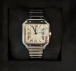 Montre Cartier Santos de Cartier Medium en acier inoxydable WSSA0029, coffret et papiers