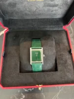 Montre Cartier Tank pour homme, acier inoxydable, cadran vert, 25 mm, quartz, WSTA0056 - Image 3