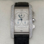 Cartier Tank Américaine Chrono 18 carats, sertissage diamants d'origine - Image 8