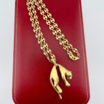 Chaîne en or 750 + pendentif panthère 18 carats style Cartier, 65 g