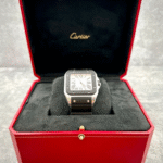 Montre Cartier Santos 100 XL 2656 en acier et lunette caoutchouc