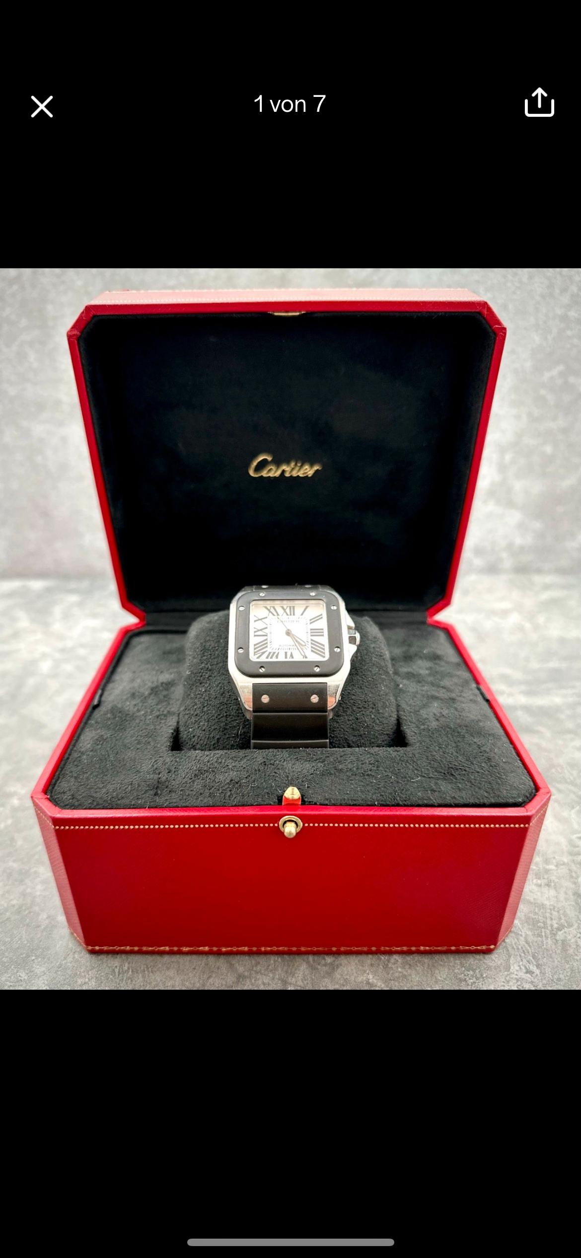 IMG_0698.png Montre Cartier Santos 100 XL 2656 en acier et lunette caoutchouc - Image 1