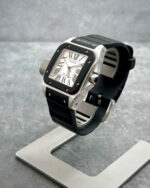 Montre Cartier Santos 100 XL 2656 en acier et lunette caoutchouc - Image 4