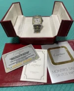 Montre-bracelet automatique Cartier Santos Godron rare de 1980 d'occasion