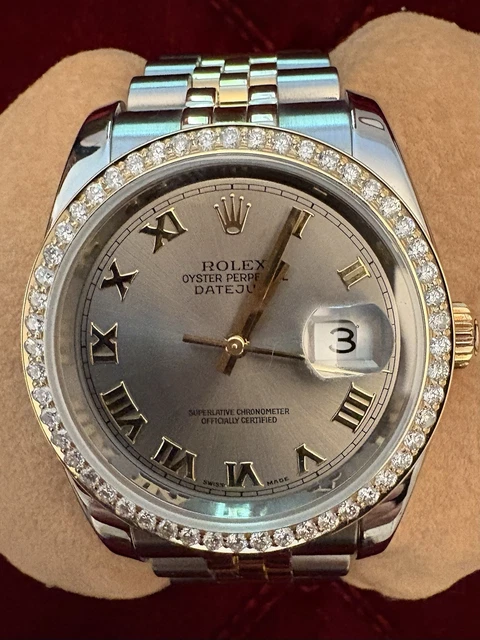 Rolex-Datejust-With-Gold-Diamonds-Under-9.webp Rolex Datejust en or et diamants. Sous garantie. Très impressionnante. - Image 1