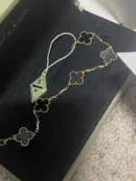 VAN CLEEF Vintage Alhambra 5 Motif Or Jaune Onyx - Image 7