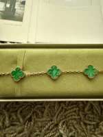 Van Cleef & Arpels Vintage Alhambra Bracelet, 5 motifs 18k YG - Malachite - Image 11
