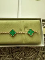 Van Cleef & Arpels Vintage Alhambra Bracelet, 5 motifs 18k YG - Malachite - Image 8