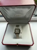 Montre unisexe vintage Panthère de Cartier 27 mm en acier et or à deux rangs, avec boîte et papiers - Image 18